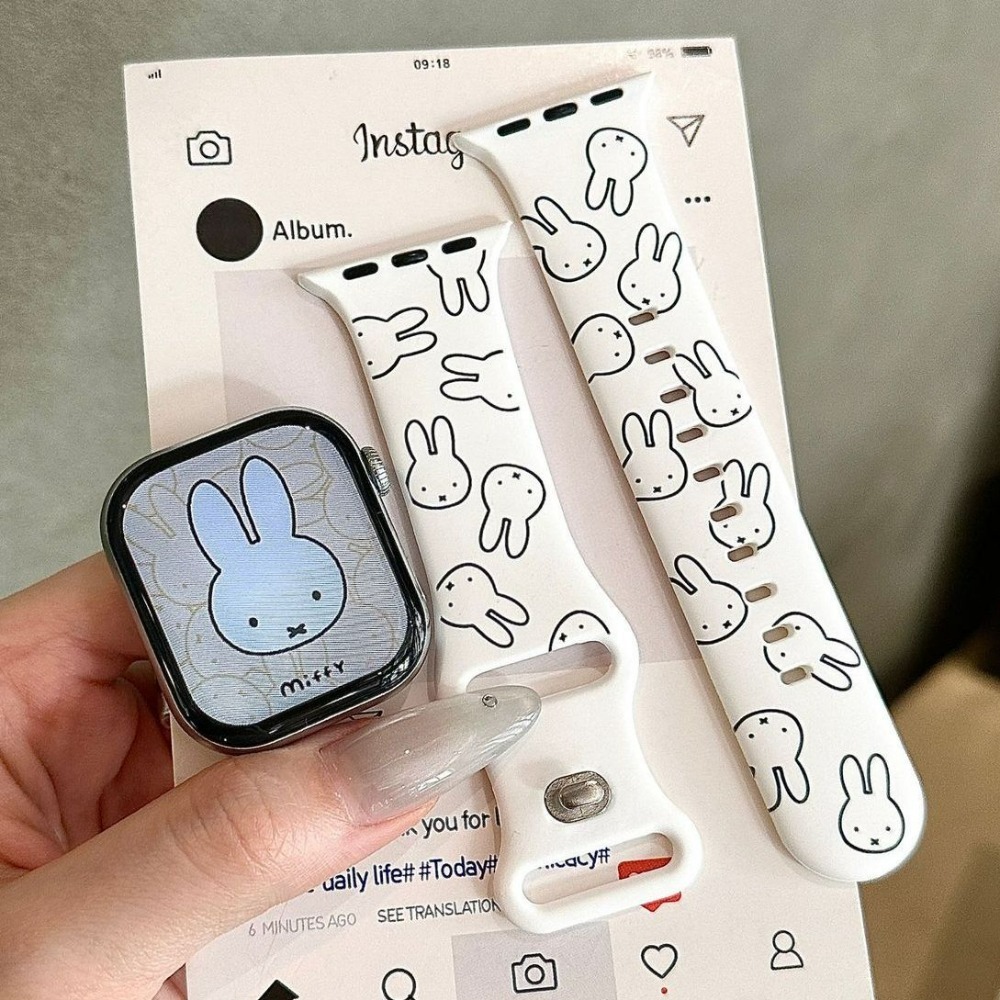 Apple Watch Band - Niedliches Miffy-Kaninchen Cartoon-Uhrenarmband Kompatibel mit Apple
