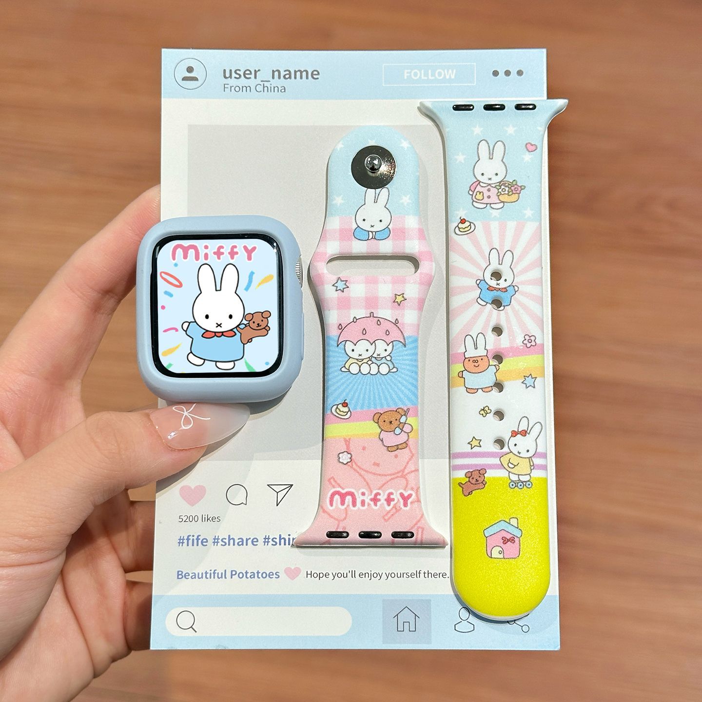 Apple Watch Band - Dopamine Color Miffy Silikon-Uhrenarmband, niedlich für